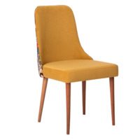 Product photo Kongsberg chair without stitching, velour Teddy 011, back tapestry Kelim, legs beech from the manufacturer ChiedoCover, product picture, real product photo