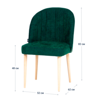 Product photo Tony's chair, green chenille, beech legs from the ChiedoCover company.