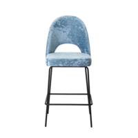 Product photo Mallin bar stool, velour Palermo sky08, metal legs from the ChiedoCover company.