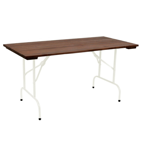 Leader 1 table, 1200x800, outdoor slats, white, dark walnut - photo 1