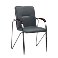 Product photo Samba chair, Light Grey eco-leather, chrome frame, beech armrests, wenge stain from the manufacturer ChiedoCover, product picture, real product photo