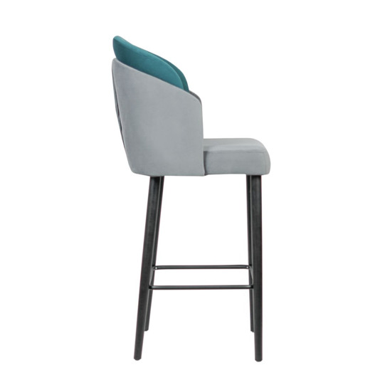 Lily bar half-seat, velour grey Velutto 32/turquoise Velutto 20, stain black, 63 cm - photo 2