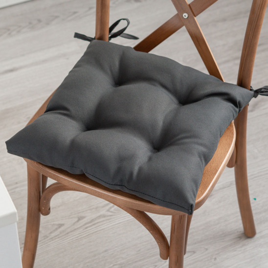 Cushion with ties for a chair, dark grey - photo 3