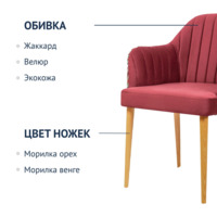 Product photo Tulip chair, Newtone wine microfibre, Arya indigo backrest, wooden legs from the ChiedoCover company.