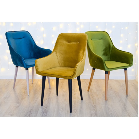 Mars chair, microfiber mustard color, metal legs - photo 4