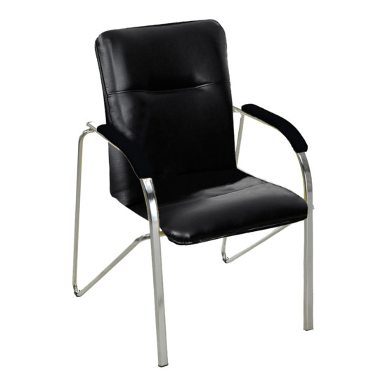 Samba chair, Black eco-leather, chrome frame, soft armrests - photo 1