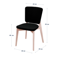 Product photo Safir chair, velour black Velutto 34, organic white from the ChiedoCover company.