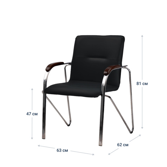 Samba chair, eco-leather BLACK, chrome frame, armrests beech antique walnut - photo 4