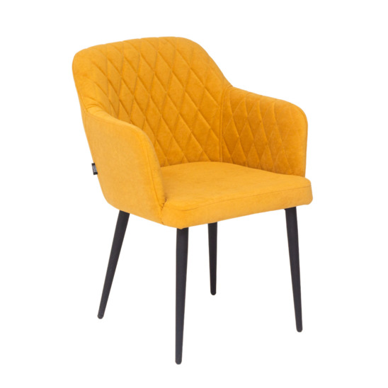 Tulip chair, yellow velour, metallic legs - photo 2