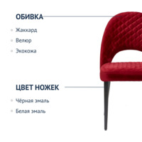 Product photo Mallin Diamond chair, red corduroy, black legs from the ChiedoCover company.