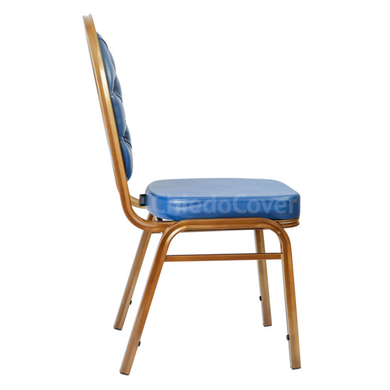 Asia 25mm chair with carriage tie, bronze, leatherette blue - صور 3