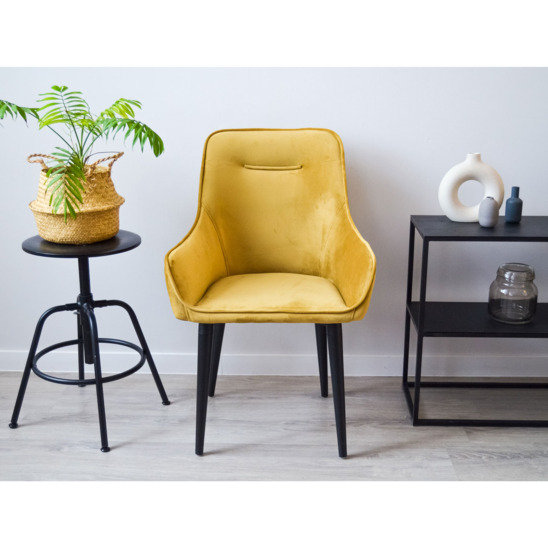 Mars chair, microfiber mustard color, metal legs - photo 2