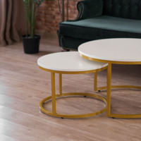 Product photo Madison x2 desk, white tabletop, gold frame from the ChiedoCover company.