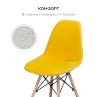 Product photo E01 chair cover for Eames, sealed, velour yellow from the ChiedoCover company.
