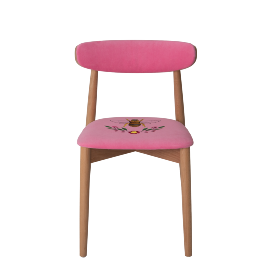 Rockwell chair, Wasp embroidery, TEDDY 833 velour, beech legs, lacquer - photo 2