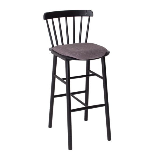 Bar stool Tucker 750, microfiber Furor Volcanic Glass, beech RAL 9005 - photo 1