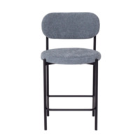 Product photo Gawaii bar stool, boucle Stella blue stone, legs metal black moire from the ChiedoCover company.