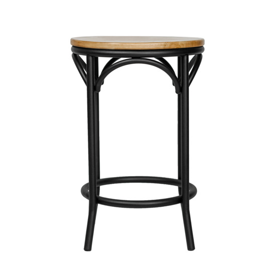 Bistro stool - steel legs, wooden seat - photo 2