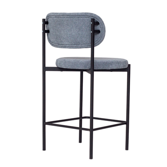 Gawaii bar stool, boucle Stella blue stone, legs metal black moire - photo 5