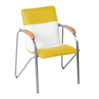 Product photo Samba chair, yellow/white, frame - silver from the manufacturer ChiedoCover, product picture, real product photo