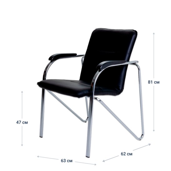 Samba chair, Black eco-leather, chrome frame - photo 7