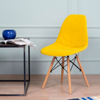 Product photo E01 chair cover for Eames, sealed, velour yellow from the ChiedoCover company.