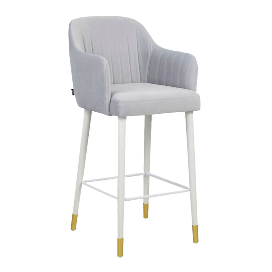 Tulip bar stool, grey, legs white/ gold - photo 5