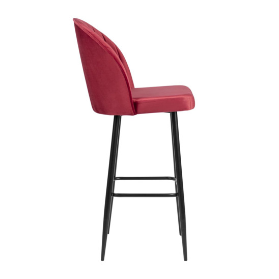 Tony bar stool, red velour Bella 04, metal black - photo 2