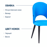 Product photo Ignis chair, blue velour, metal legs from the ChiedoCover company.