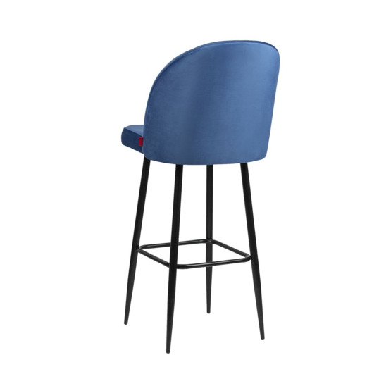 Tony bar stool, velour blue, metal black - photo 2