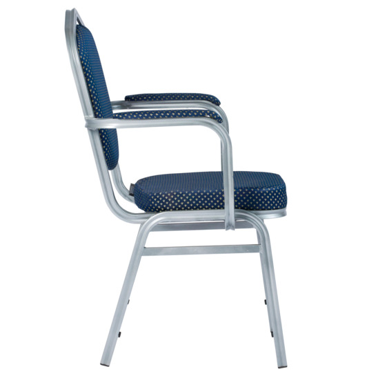 Hit 25mm chair - aluminum frame, with rounded armrests, silver, crown blue - صور 3