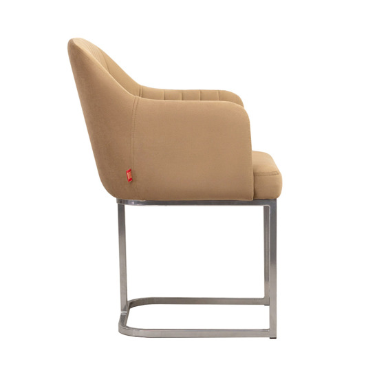 Tulip chair, beige velour, metal base - photo 3