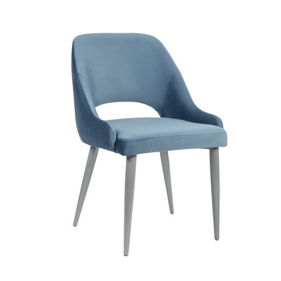 Milan chair, velour, pale blue, metal legs, grey - photo 1