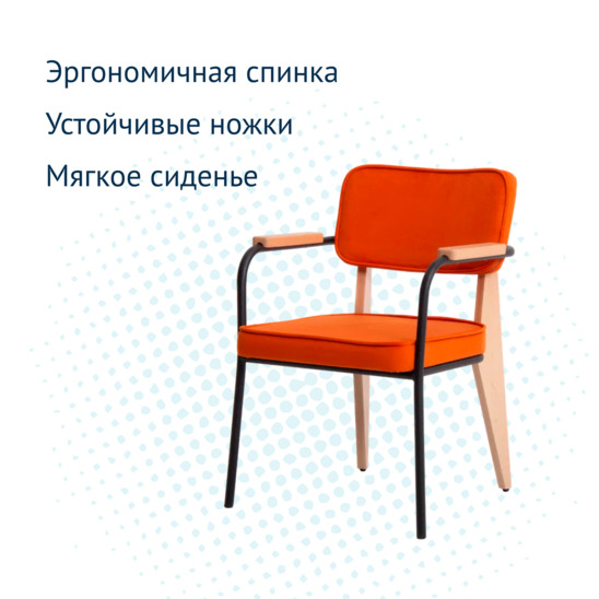 Mix Orange chair, velour Velutto 27, legs beech, stain light walnut , frame RAL 9005 - photo 7