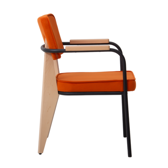 Mix Orange chair, velour Velutto 27, legs beech, stain light walnut , frame RAL 9005 - photo 3