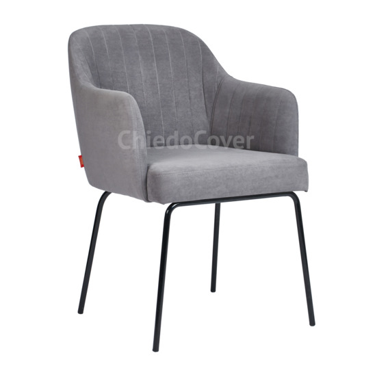 Tulip chair, grey velour, metal legs - photo 1