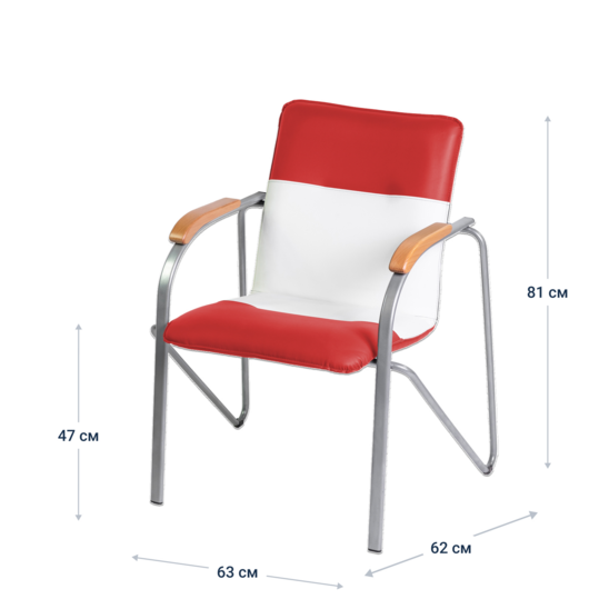 Samba chair, red/white, frame - silver - photo 5