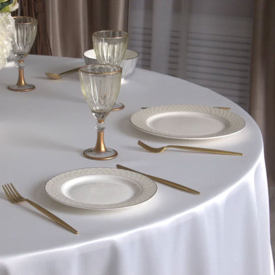 Round tablecloth D3000, zhuravinka, white surface, 2 stitched seams - photo 1