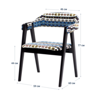 Product photo Dolche half-seat Kilim 205 tapestry, beech legs, black stain from the ChiedoCover company.