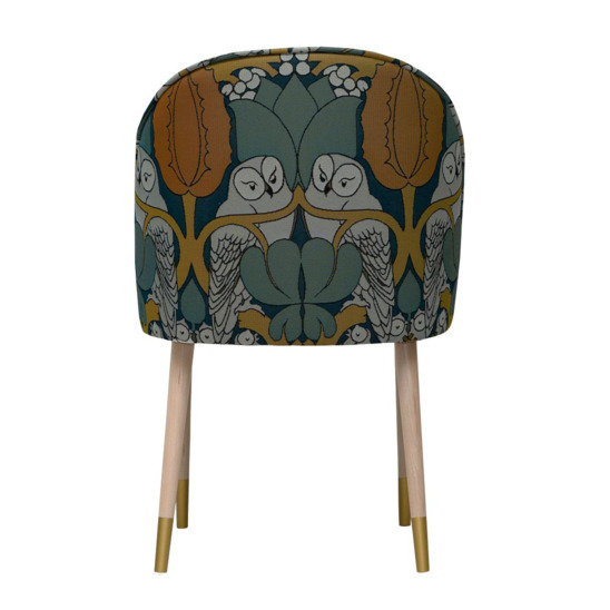 Tony's chair, yellow velour, owl tapestry - photo 4