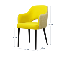 Product photo Rose chair, yellow velour, tapestry back, black legs from the ChiedoCover company.