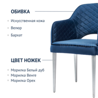 Product photo Diamond Rose chair, blue corduroy, white legs from the ChiedoCover company.