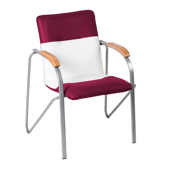 Samba chair, bordeaux/white, frame - silver - photo 1