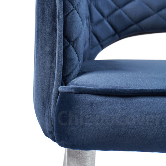 Diamond Rose chair, blue corduroy, white legs - photo 5