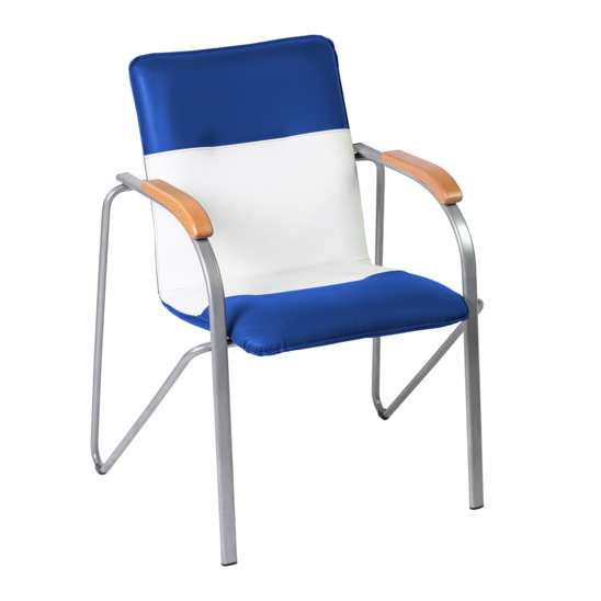 Samba chair, blue/white, frame - silver - photo 1