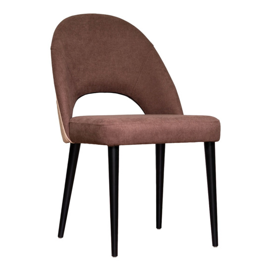 Mullin chair, brown chenille, dusty pink back, black legs - photo 1