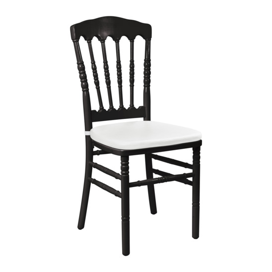 The Napoleon chair is black, wooden, with a white cushion - photo 1