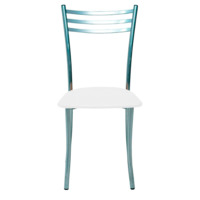 Product photo Astra chair, chrome frame, white leatherette from the ChiedoCover company.