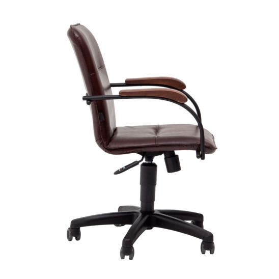 Office chair Samba, eco-leather Space Cognac, armrests beech, plastic crosspiece - photo 2