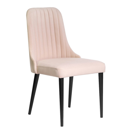 Kongsberg chair, soft pink velour, black legs - photo 1